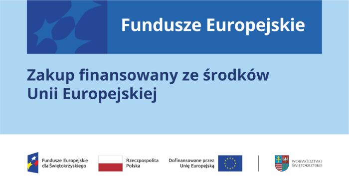 Naklejka Funduszy Europejskich dla Świętokrzyskiego 2021-2027 informująca o finansowaniu zakupu ze środków UE