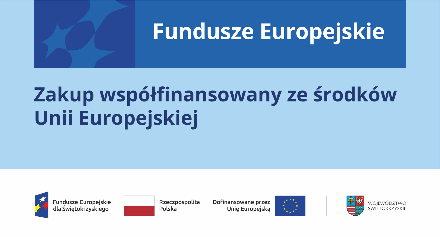 Naklejka Funduszy Europejskich dla Świętokrzyskiego 2021-2027 informująca o współfinansowaniu zakupu ze środków UE